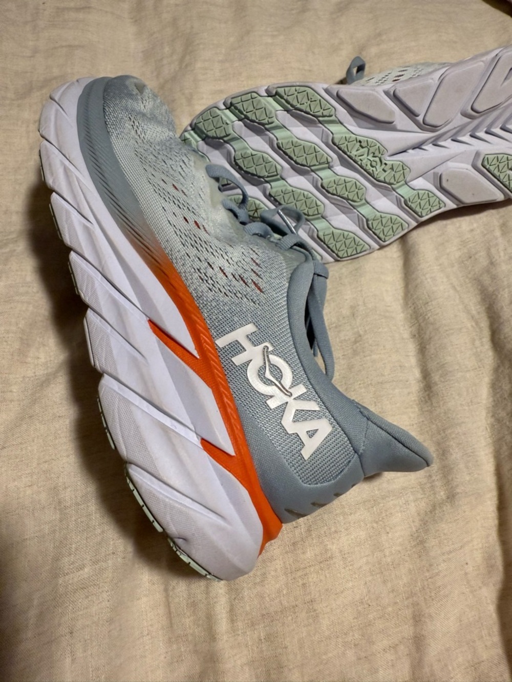 Hoka Women's Running Shoe in Light Blue with Coral Accent - Picture 4 of 6